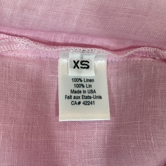 STARK X Top Blouse Size XS Short Sleeve Pink 100% Linen EUC - Picture 7 of 8